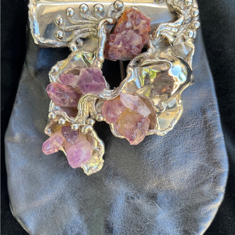 Vintage Copa Collection- Don Carvalhu Amethyst Gemstone Leather Purse